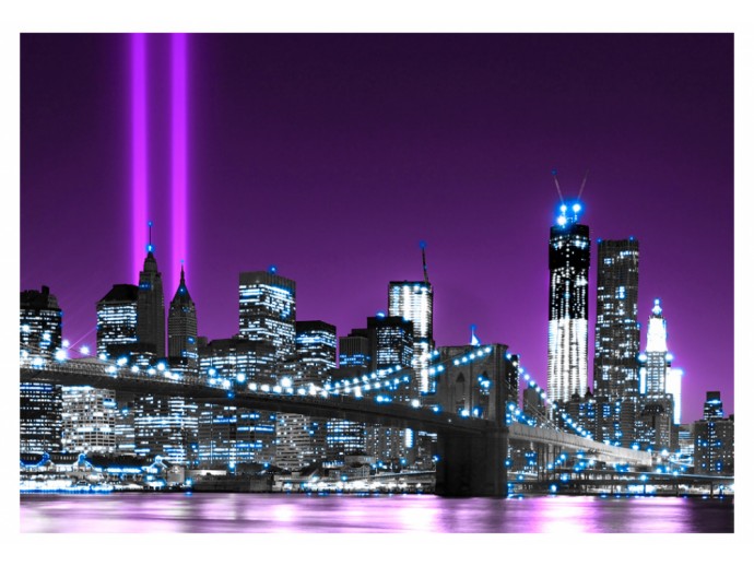 fotomural ciudad de noche nueva york violeta ultra violet