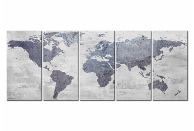 cuadro moderno mapa del mundo gris hormigón