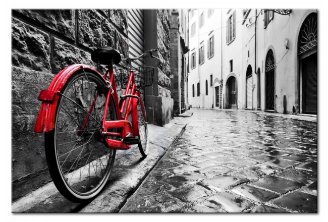 cuadro rojo bicicleta calle