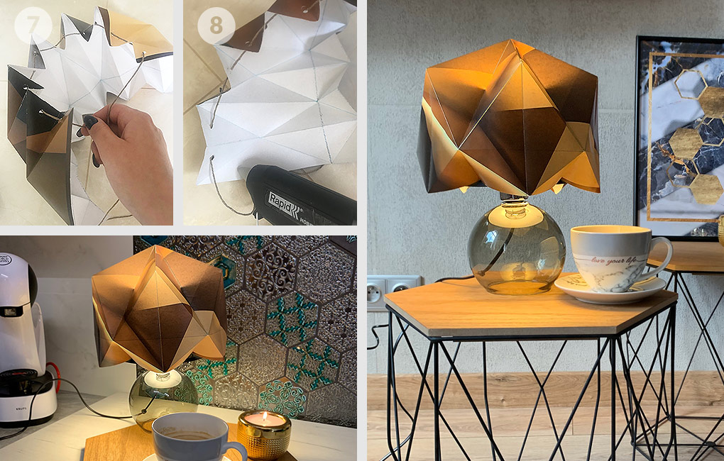 Cúal Diversidad inquilino DIY: Pantalla para lámpara con papel pintado geométrico