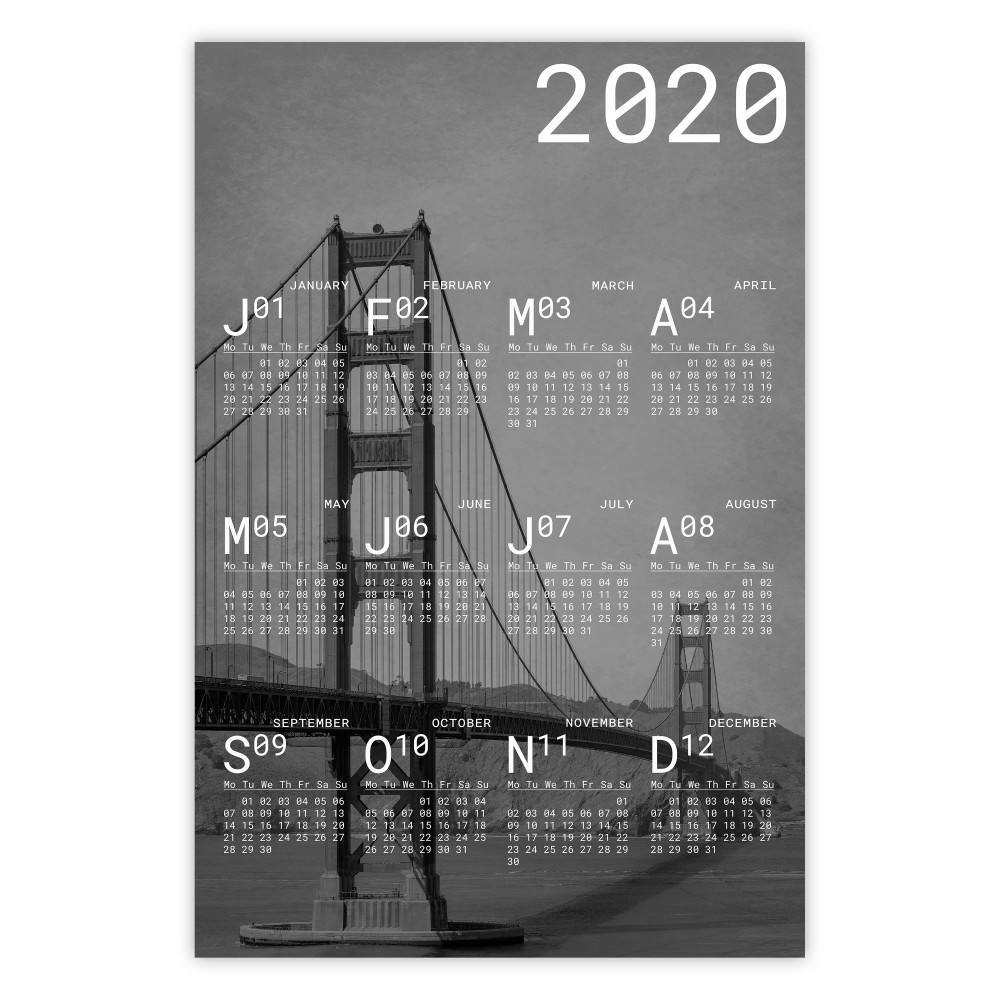 2020 Calendar: Golden Gate Bridge [Poster] 