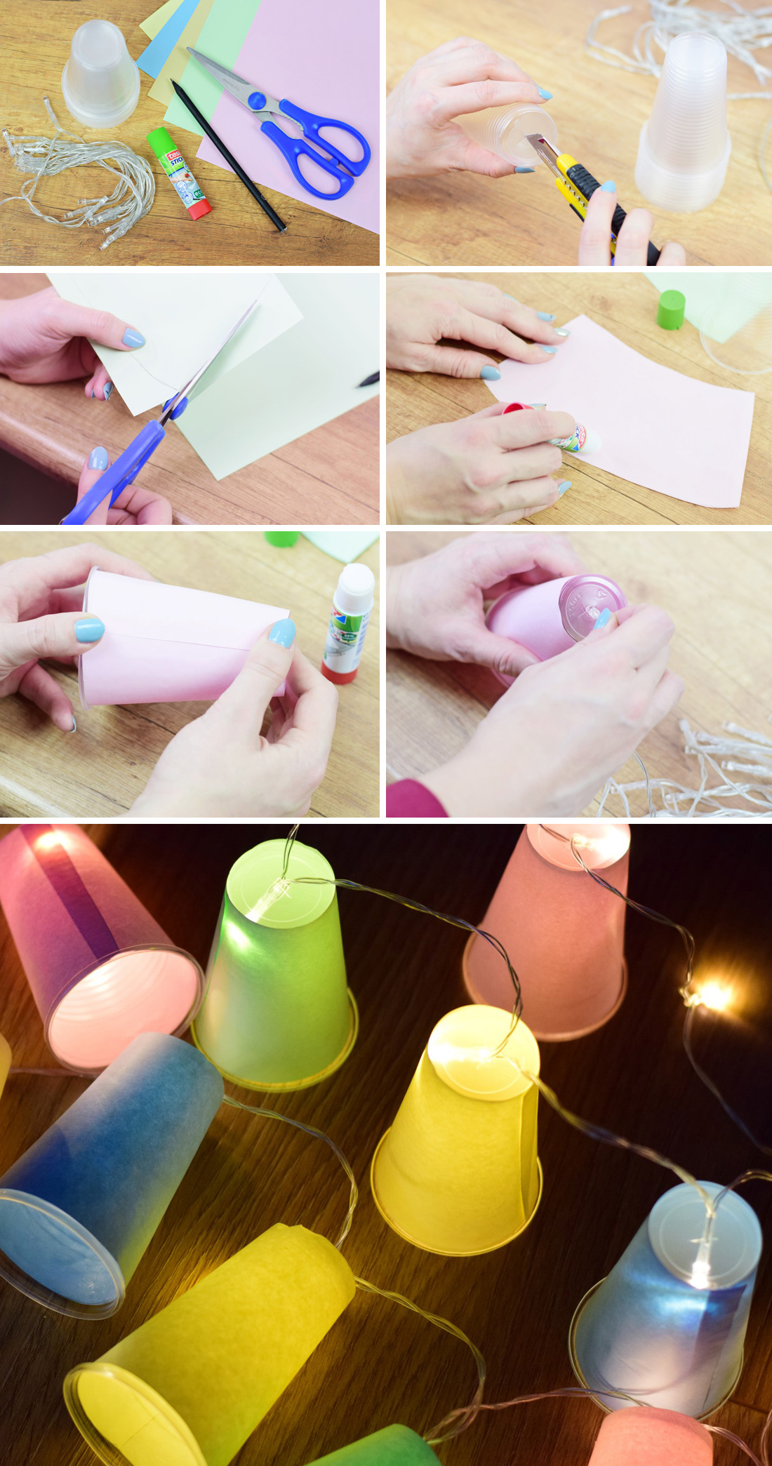DIY instrucción guirnalda de luz de vasos desechables cadena de luz blog