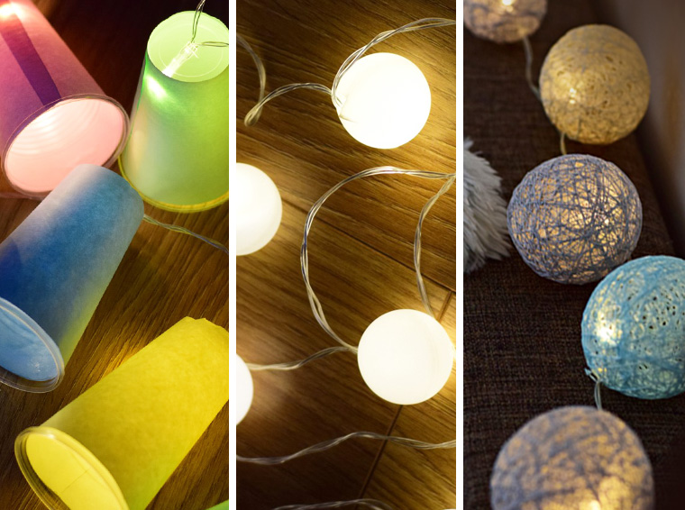 DIY instrucción luces de bolas de algodón guirnalda de luz cadena de luz blog