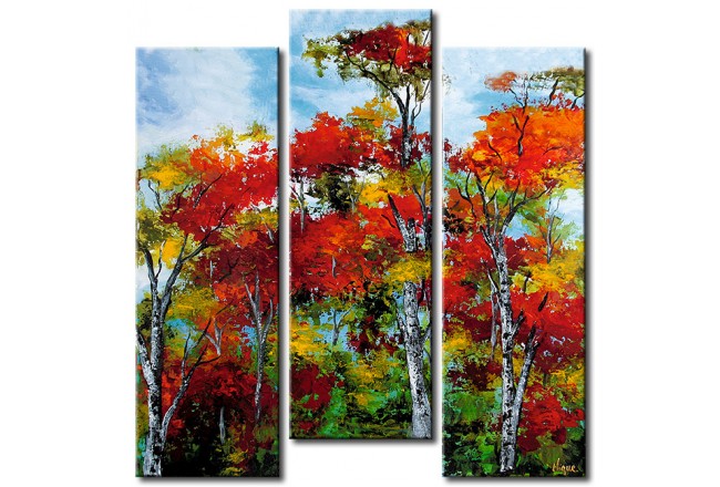 cuadro otoño bosque hojas coloridas