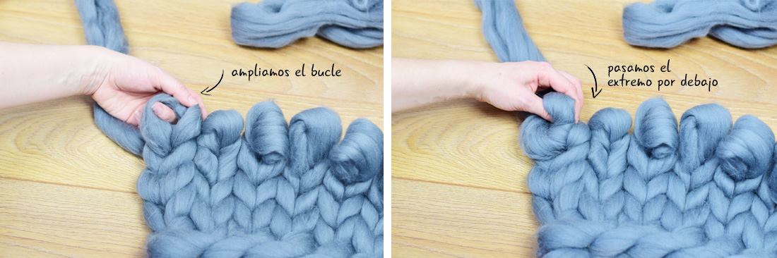 DIY manta de lana peinada chunky knit blanket