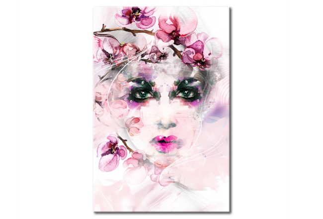 cartel de chapa rosa mujer flores orquídea